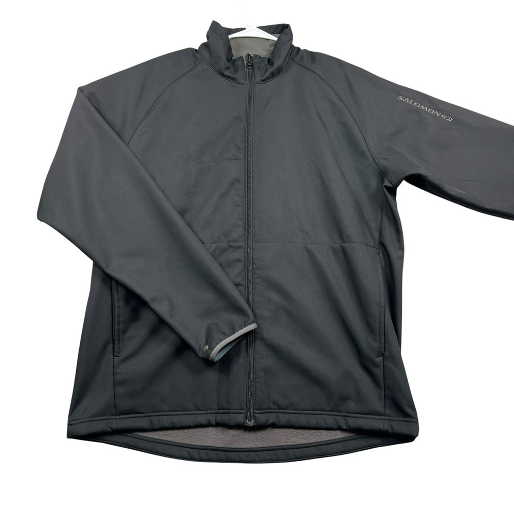 Salomon Softshell Jacket Mens XL Black Full Zip Fleece Lined Outdoor Hiking